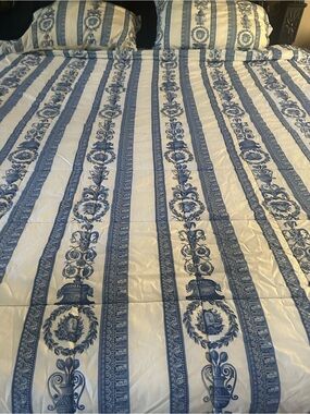 Vintage Gianni Versace Blue Medusa Baroque King Comforter Set